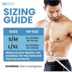 Everyday Medical Inguinal Hernia Support Groin Belt S/M Black 2-380