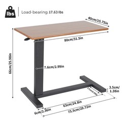 Medical Overbed Bedside Table Adjustable Height with Wheels Hospital & Home Use