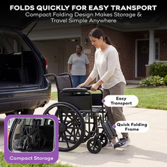 Heavy Duty Bariatric Wheelchair – 500Lb Capacity, Adjustable, Foldable, 22″ Seat