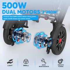 Foldable Electric Wheelchair for Adults 20.3″ Wide Seat Airline Approved 15 Mile