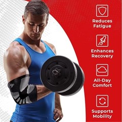 Elbow Compression Sleeves Pair for Tendonitis Tennis Golfers Elbow Support