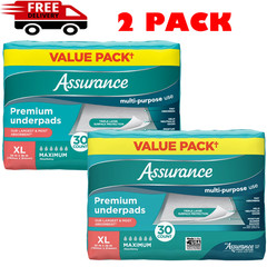 (2 Pack) Assurance Premium Underpads XL 30 Count, Disposable Absorbent Bed Pads