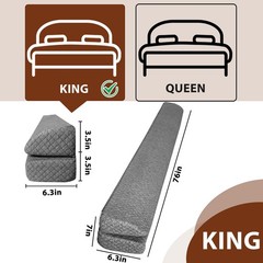 FOUXTEL 4 Modes Pillow Wedge for Headboard Gap, Foldable Bed King, Dark Grey