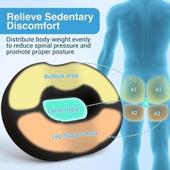 Donut Pillow for Tailbone Pain, Hemorrhoids – Cooling Gel Memory Foam Chair Seat