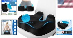 Tailbone Pain Relief Cushion with Removable Cover – Ergonomic Gel Comfort, Black