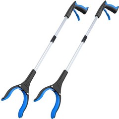32″ Foldable Grabber Reacher Tool 2-Pack, 360° Rotating Jaw, Magnetic Tip, Heavy