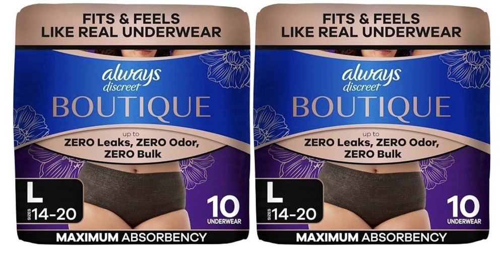 20 Count Always Discreet Boutique Incontinence Underwear Women’s Large Bladder