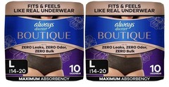 20 Count Always Discreet Boutique Incontinence Underwear Women’s Large Bladder