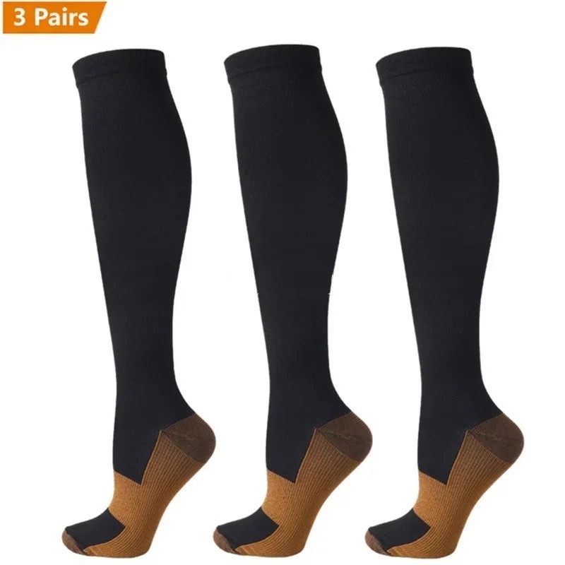 3Pairs Copper Compression Socks(15-20Mmhg) for Men and Women Support