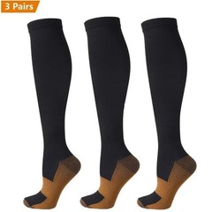 3Pairs Copper Compression Socks(15-20Mmhg) for Men and Women Support