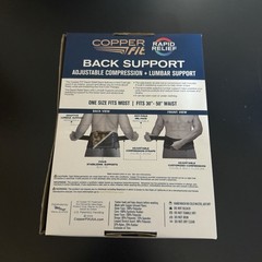 Copper Fit BACK SUPPORT Adjustable Compression+Lnmbar Support