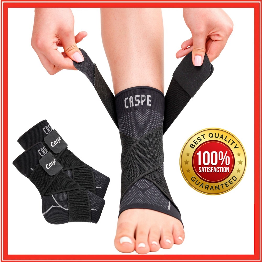 Caspe 2X Ankle Brace Support Compression Sleeve Fasciitis Pain Relief Foot Wrap