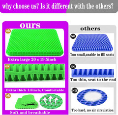 Plus Size Gel Seat Cushion for Long Sitting, Large Cooling Supportive Seat Pad f