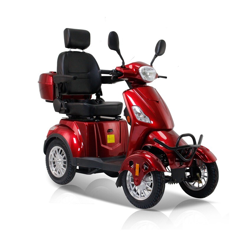 4 Wheels Heavy Duty Mobility Scooters 31 Miles 3-Speed 800W 500lb Capacity Red