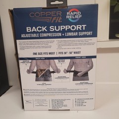Copper Fit Rapid Relief Back Support Adjustable Fit Hot Cold Therapy OPEN BOX