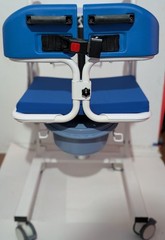 Patient Lift Transfer Chair, Bathroom Wheelchair w/180° Split Seat and Potty
