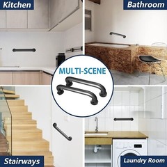 12 Inch Bath Grab Bar Safety Shower Handle with Mounted Screws Aluminum Black
