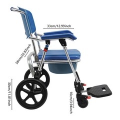 Commode Wheelchair Multifunctional Shower Commode Wheelchair With Armrests Blue