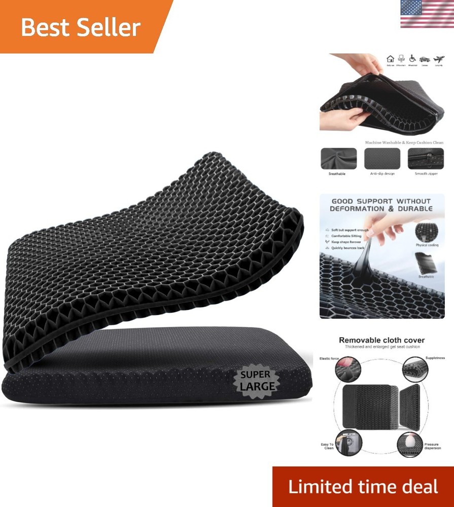 Ergonomic Gel Seat Cushion 19×19 Inch with Non-Slip Cover – Pain Relief Solution