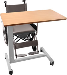 Heavy Duty Height Adjustable Overbed Bedside Table Movable with Wheels for Hospi