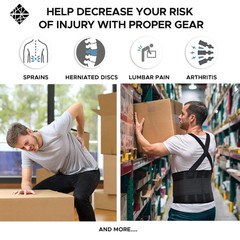 Back Brace for Men Lower Back Heavy Lifting with Suspenders, Back Support Belt f