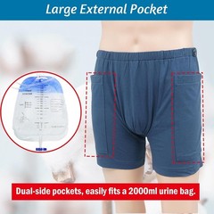 Men’s Adjustable Incontinence Shorts Underwear Holds up to 2000ml Urine Bag 3XL