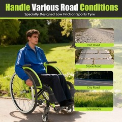 All Aluminum Foldable Lightweight Wheelchair, Adult Sport Wheelchair, 24″ Quick