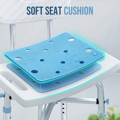 16.5 In. W Heavy Duty Anti-Slip Adjustable Medical Aluminum Shower Chair in Blue