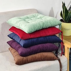 Corduroy Chair Cushion With Strap Solid Color Office Chair Cushion Soft Comforta