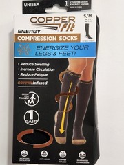 Lot of 2, Copper Fit Energy Compression Socks Size S/M Men 6-9 Women 7-10 READ