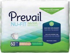 Prevail Nu-Fit Adult Briefs X-LARGE 59-64in Case of 60