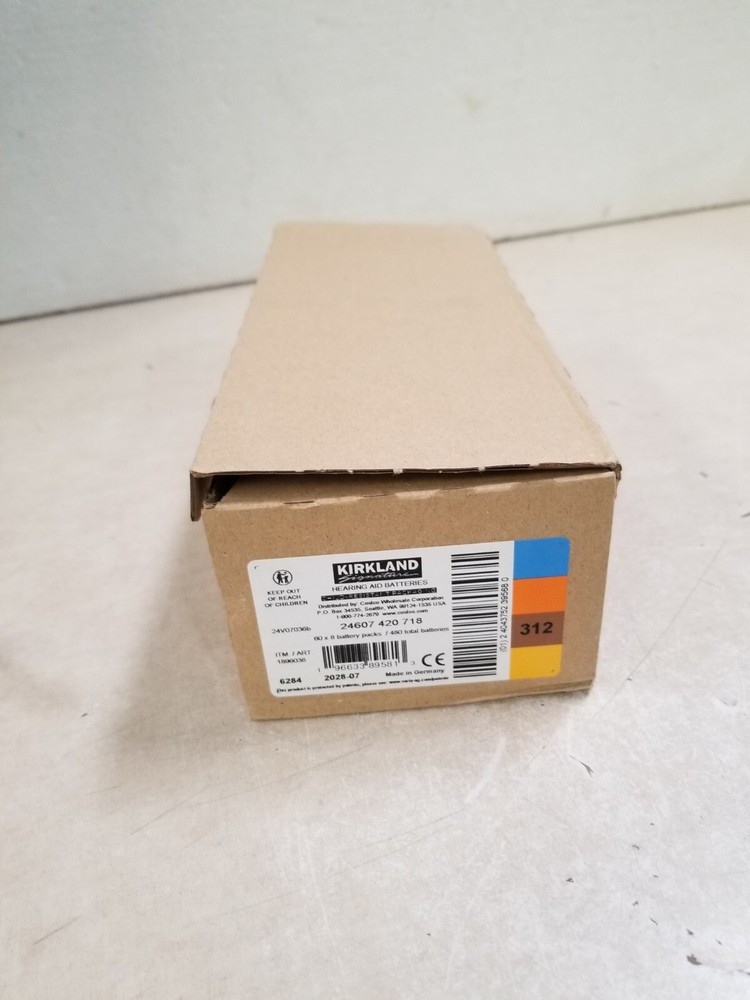 Box of 480 – Kirkland Signature Hearing Aid Batteries #312 Zinc Air Long Lasting