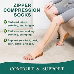 Zipper Pressure Compression Socks Pain Relief Calf Leg Foot Support Stocking US