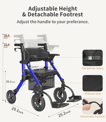Z51 Rollator Walkers with Seat Blue