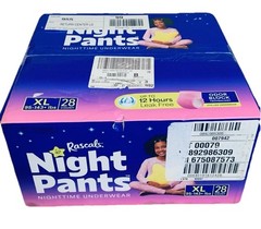 Rascals XL Night Pants Absorbent Disposable Girls 28 Count Nighttime Bedwetting