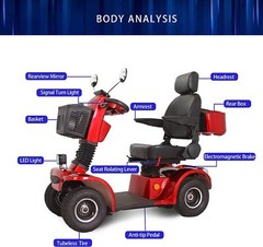 4-Wheel Mobility Scooter 500W 48V 20AH Battery Motor 360° Swivel Seat for Senior