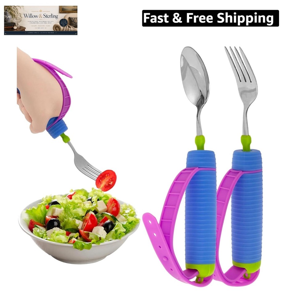 Adaptive Utensils for Arthritis, Parkinson’s & Hand Tremors – 360° Rotating W…