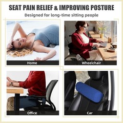 Ergonomic Lumbar Roll Pillow for Back Pain Relief – Dark Blue, Compact 11×4.3“