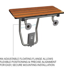 Seachrome 24″ Wide ADA Folding Wall Mount Shower Bench, Teak Phenolic Seat