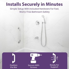 18 Inch Grab Bars for Bathtubs and Showers – Chrome Knurled Bathroom Safety R…