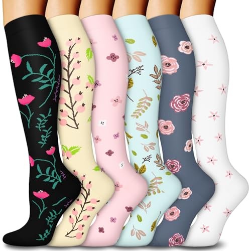 6 Pairs Compression Large-X-Large 01 Assort – Black/Blue/Grey/Pink/Beige/White