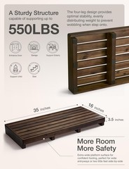 One Step Stool for Elderly (35″ Length) – Acacia Wood High Riser Step Stool w