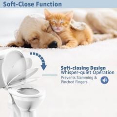 Round Toilet Seat Soft Close 16.5“,Standard 16.5inch & Classic, White