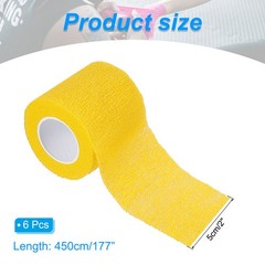 6Pcs 2″ x 177″ Self Adhesive Bandage Wrap Elastic Self Tape Yellow