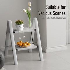Mayi Plus 2 Step Ladder,Aluminum Folding Stool for 2 Step, Gray