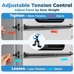 2-in-1 RV Screen Door Handle Grab Bar with Auto Closer, 21-34 in Adjustable