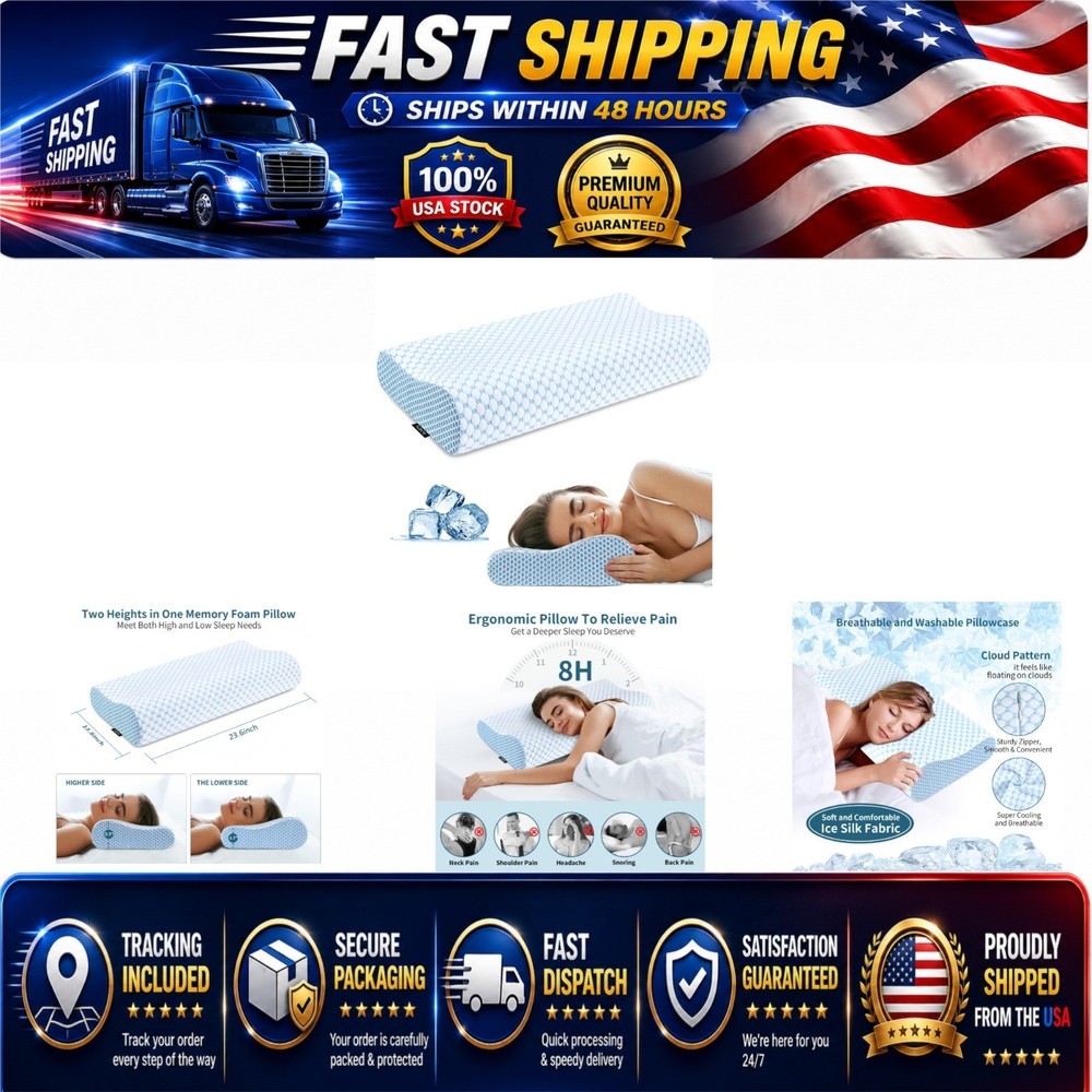 Cervical Pillow for Neck Pain Relief – Ergonomic Memory Foam Pillow
