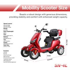 800W Mobility Scooter 15mph 31mi Range, LED, 440lb