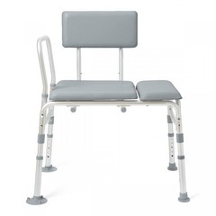 Medline Transfer Bench with Back, Padded, Aluminum, 400 Lb. Capacity, 1 Count