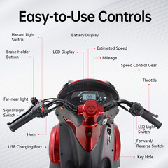 800W Electric Seniors Mobility Scooter with Sunshade Canopy 31 miles 15mph 500lb